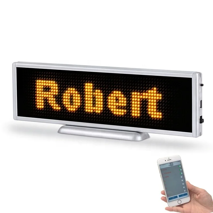 Wireless illuminated indoor 4 characters 16X64pixel Yellow multi-language table desk electronic display sign board