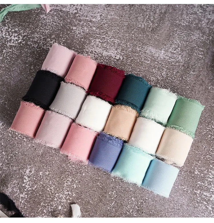 Ins Hand torn Raw Edge Ribbon Lace Trim for Wedding Hand held Flower Band Chiffon Ribbon Cake Gift Decorative