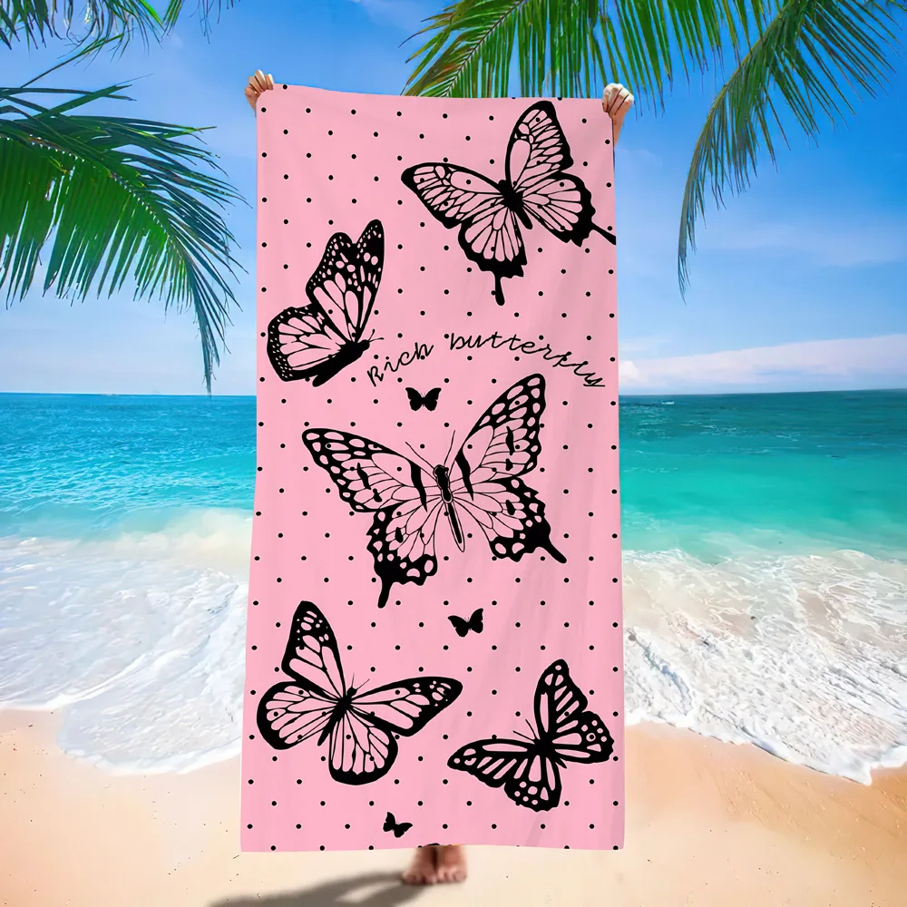 Customizable popular butterfly digital printed ultra-fine fiber beach towel
