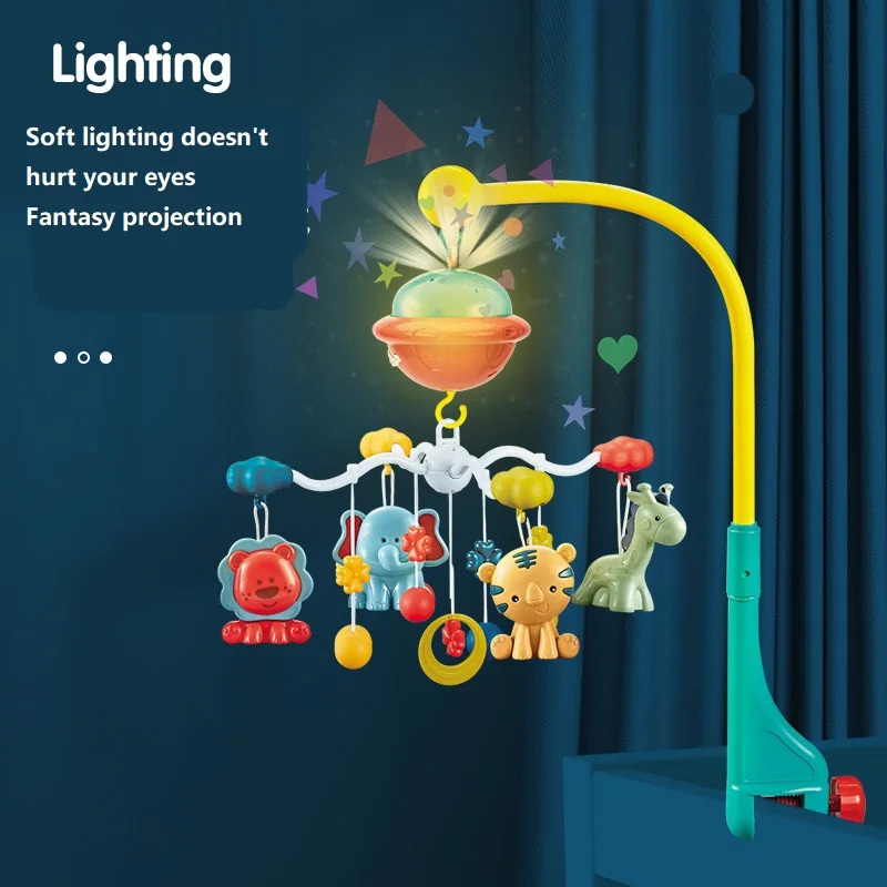 Music box remote control light projection plastic hanging crib baby sleeping rattles bed bell baby mobiles music