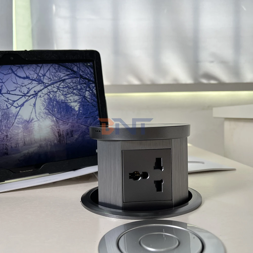 BNT power outlet home office Lifting motorized Kitchen hardware pop up tower socket fast wireless charging
