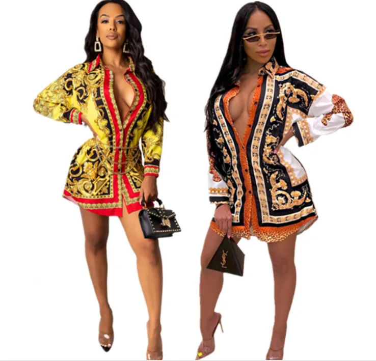 summer trendy long sleeve african print shirt dress casual traditional african dress patterns for women