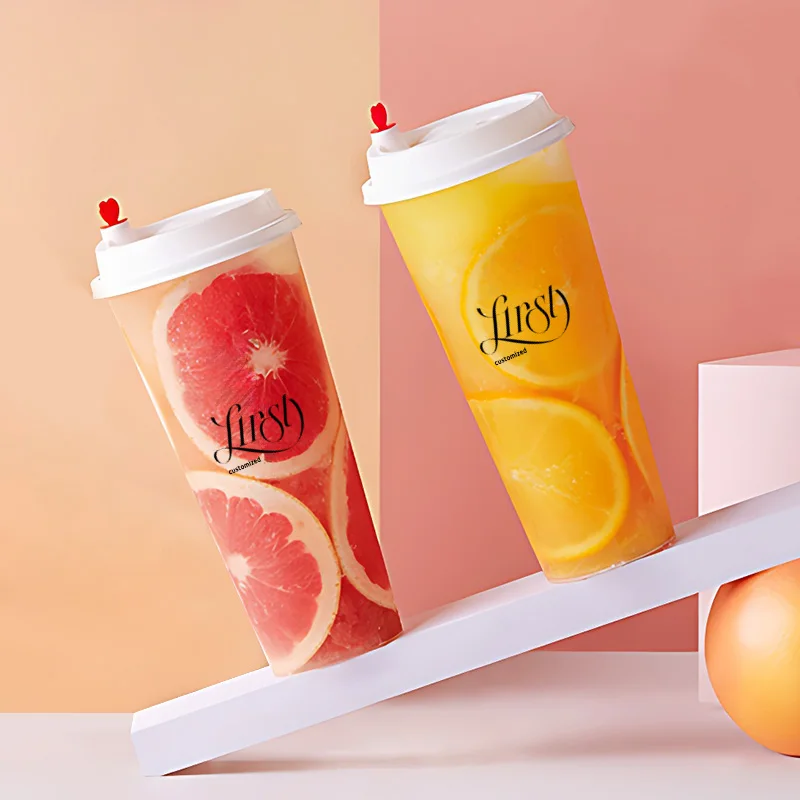 LOKYO 90mm PP injection clear hard plastic juice smoothie milk tea boba disposable plastic cup with lids