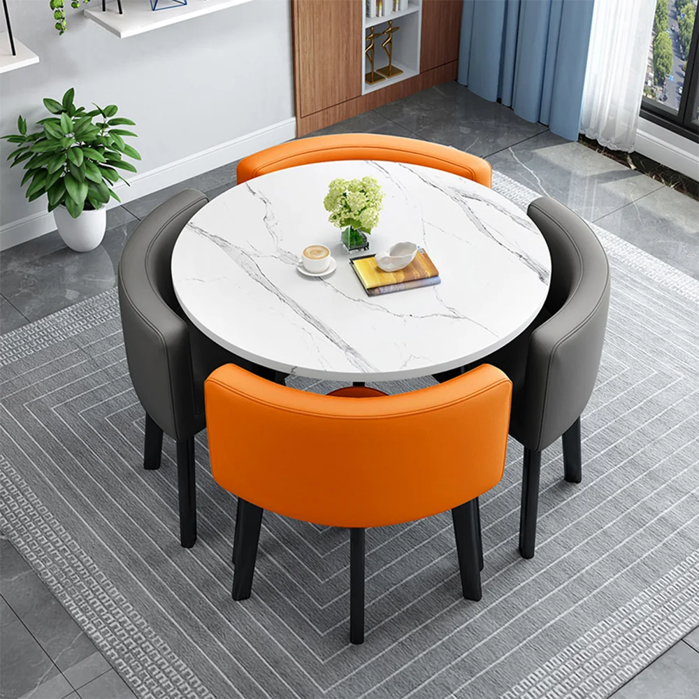 Nordic Simple Modern Rock Slab Round Dining Table Set Hot Sale Small  Dining Table Home Furniture Dining Table Set