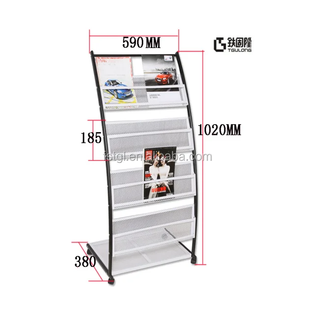 Powder Coating Finish Metal Wire Magazine Rack Display Stand Book Shelf