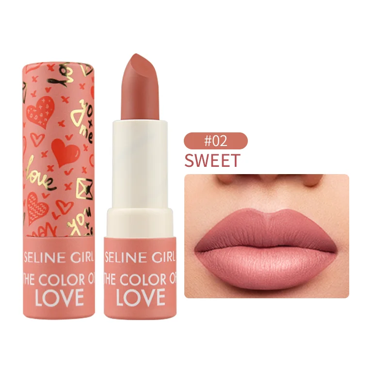 Private Label Beauty Matte Lipstick 6 Colors Love Lipstick Silky Delicate Long-Lasting Cosmetics Makeup Lipstick