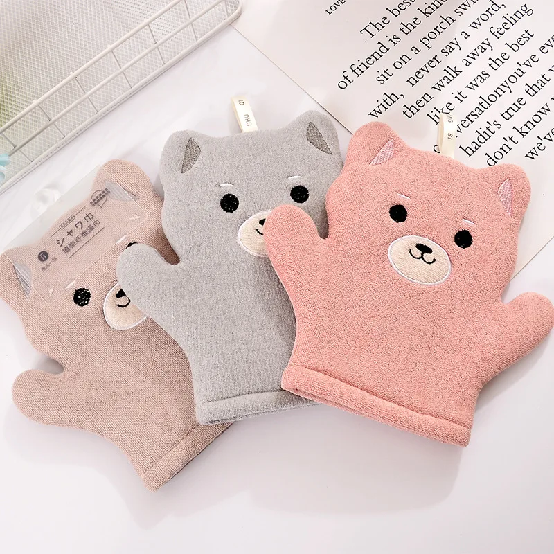 Baby Cartoon bath Glove Washcloth  Cartoon bath towel  Double sided rubbing bath gloves