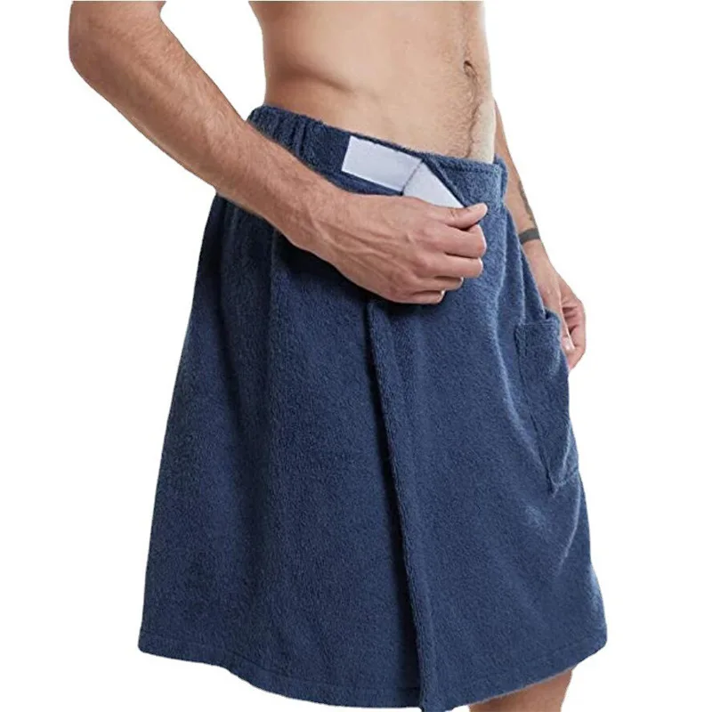 Men Soft Wearable Bath Towel With Pocket Bathrobes Shower Wrap Sauna Gym Swimming Holiday Spa Bath Beach