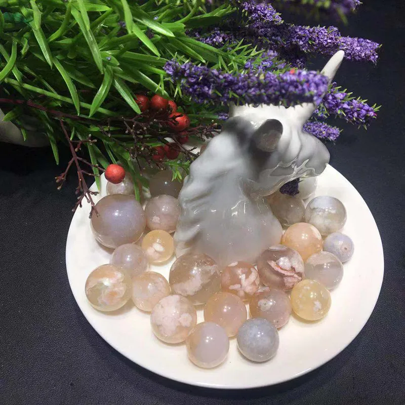 Wholesales natural smooth surface crystal cherry blossom agate gemstone single loop round beads bracelet for birthday gifts