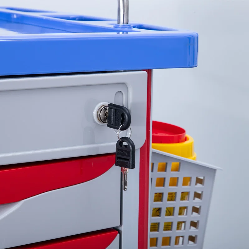 China factory best sell High Quality Medical ABS Emergency Trolley Mobile Crash Cart Anesthesia Trolley For Hospital Use