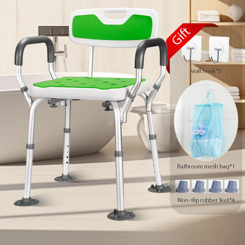 High Quality Shower Chair Folding Shower Seat Bathroom Aluminum Shower Chair With Removable Backrest