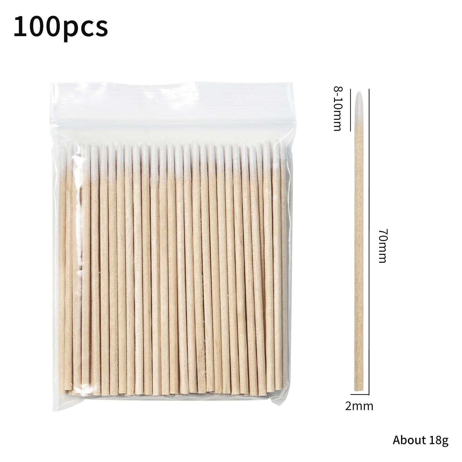 100pcs Cotton Tipped Tattoo Pointed Cotton Buds Swabs Biodegradable Makeup Cosmetic Applicator Wood Sticks