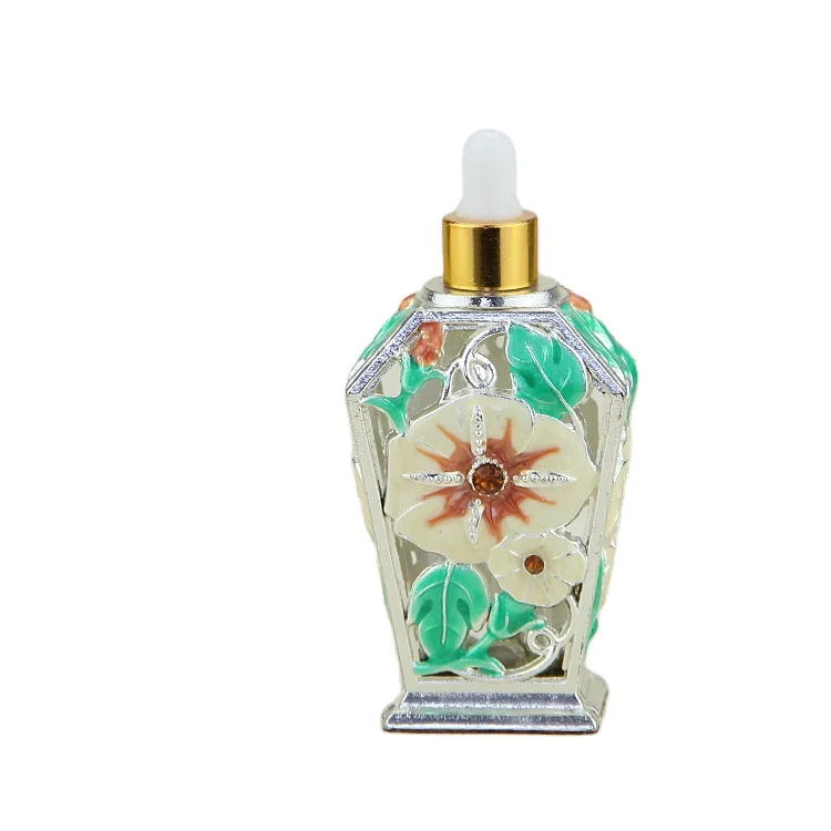 Essential Oil Bottle Wholesale Arabic Style Fancy Design Glass Dropper Metal Screen Printing Personal Care