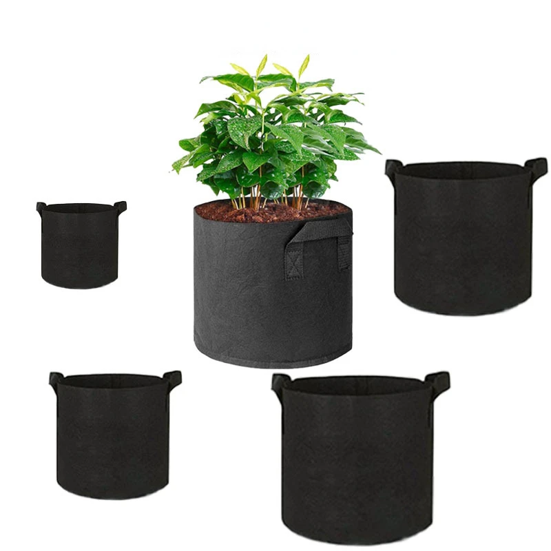 Heavy Duty Grow Bags Pots Garden Potato Felt Fabric Portable Wide Application Portable Black Non-Woven With Handle Grow Bags