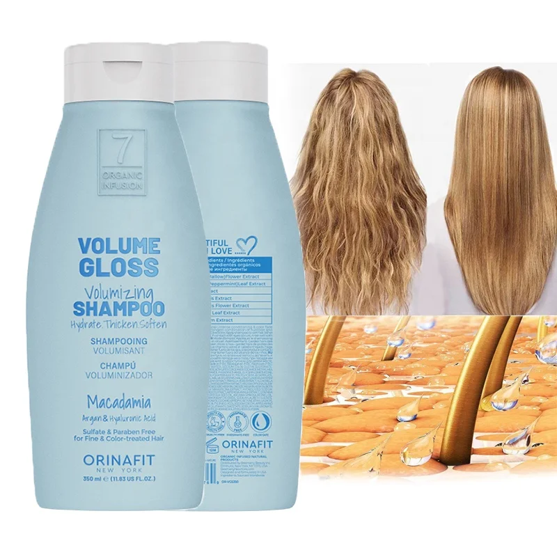 Offered Sample Volume Gloss Shampoo With Argan Hyaluronic Acid 350ml 280ml Deep Cleansing Anti-Frizz Fluffy Shampoo Conditioner