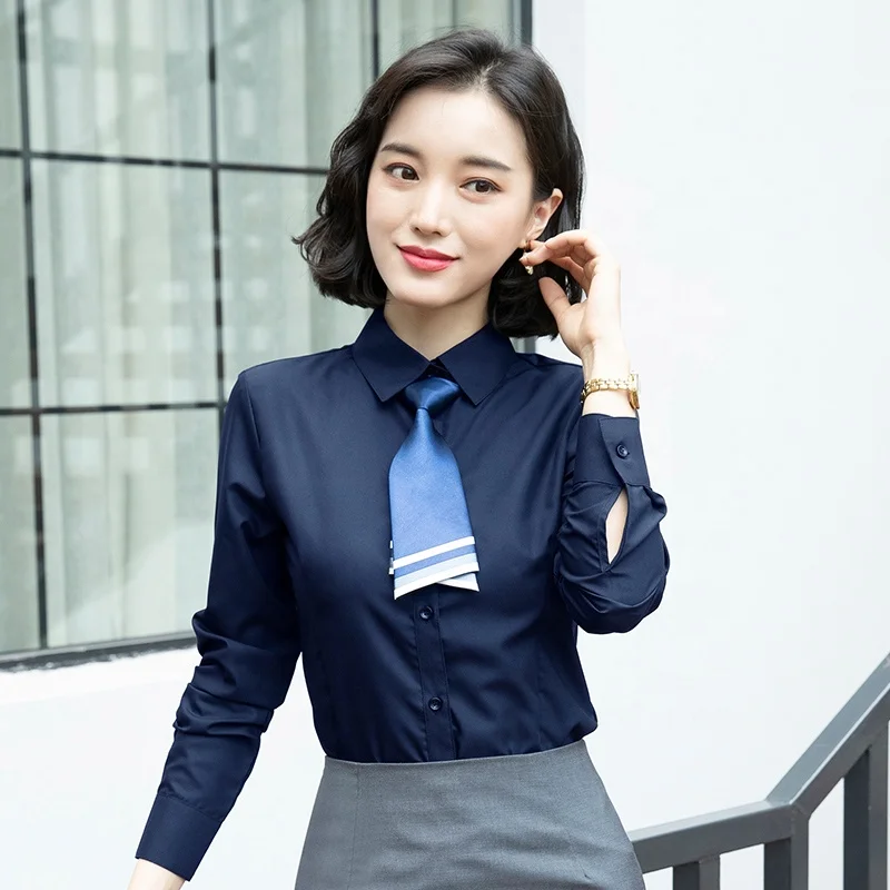 Professional Shirt Long Sleeve New High-end Formal Shirt Slim Fit Anti-wrinkle Temperament Interview Work Clothes for Women