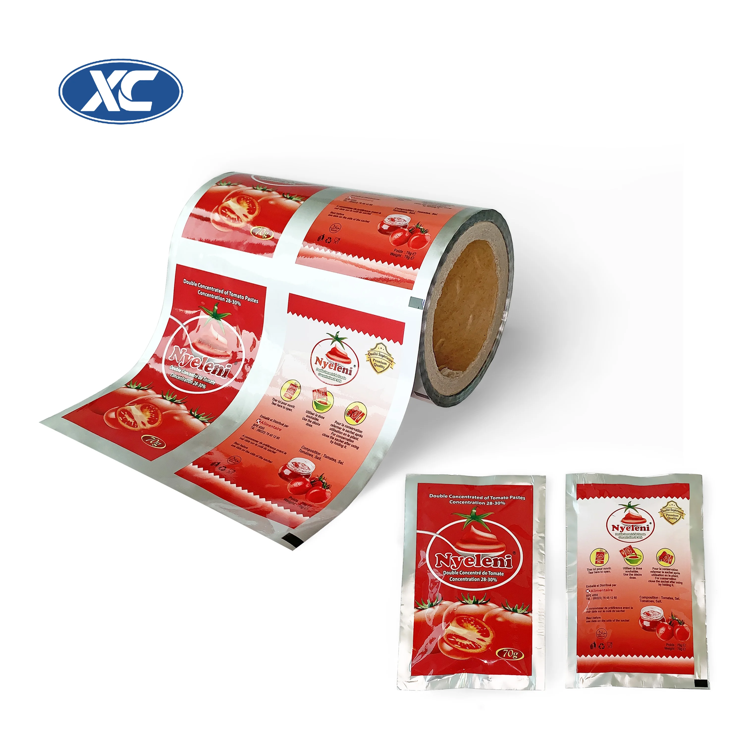 Plastic Roll Ketchup Silver Packaging Film For Tomato Paste
