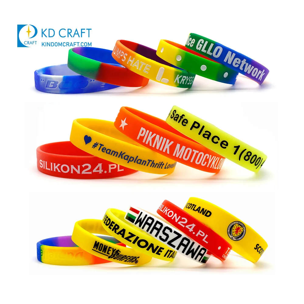 Manufacturer in china cheap custom logo printing silicone bracelet yellow rubber wristbands for promotion