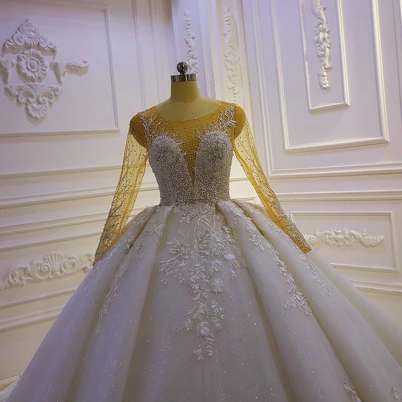 Wholesale China Latest Design Long Sleeve Lace Beaded Embroidery Boho Wedding Dress