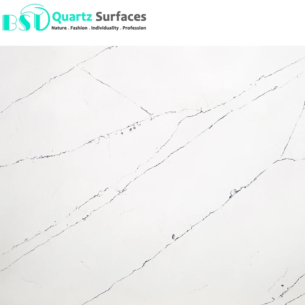 White Calacatta Artificial Quartz Stone Slab with Polished/Matte/Lichi Surfaces