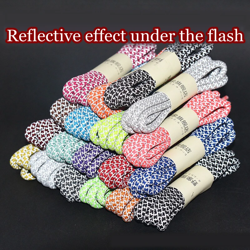 FASHION RAINBOW Reflective Shoelaces Round Laces for Shoes Diameter 0.4cm 100/120/140/160cm