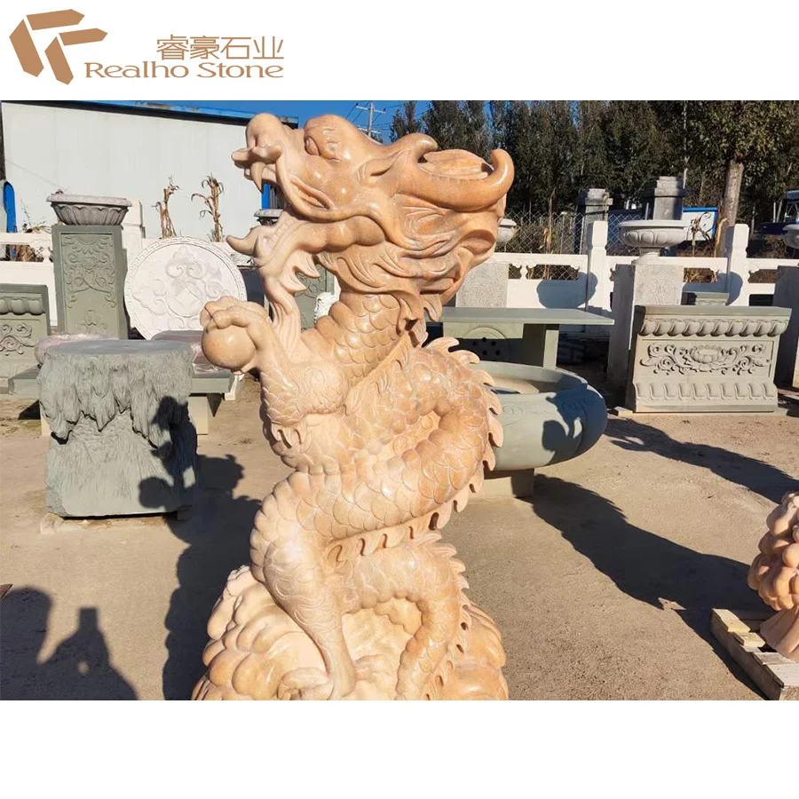 Stone Carvings And Sculptures Marble Statue Chinese Dragon For Garden Sculptures Outdoor