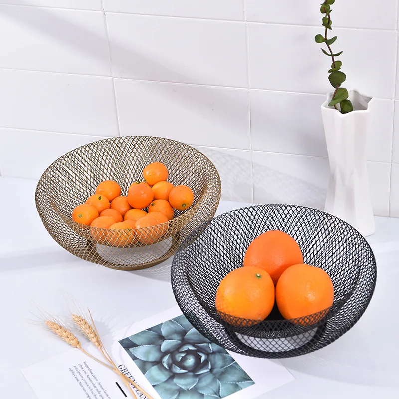 
Nordic creative style double-layer iron fruit basket modern living room household fruit plate dried fruit candy receiving basket 