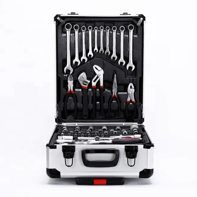 Комбинация Делюкс, 187 шт., удобный алюминиевый чехол на колесиках, ручной набор инструментов, велосипедный набор инструментов для авторемонта