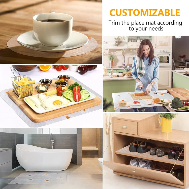 Washable Non-Slip EVA Refrigerator Mats for Drawer, Placemat and Cupboard Cabinet Shelf Liners - BPA Free, Can Be Cut Fridge Mat
