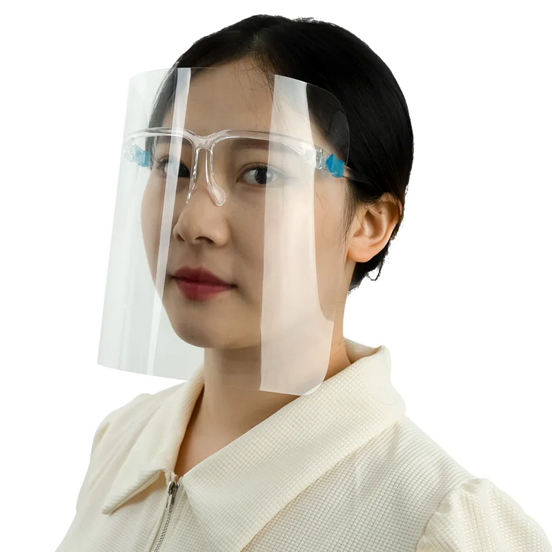 Fashion PET Plastic safety Protective Full Face Shields with Glasses