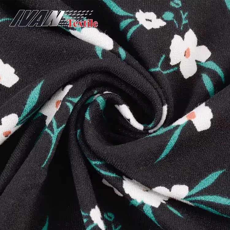 Superior Performance Knitted Jersey Floral Printed Spandex Rayon Fabric