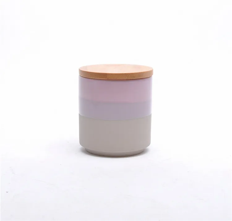 Elegance iridescent color wedding ceramic jars candle vessels ceramic candle holder empety candle canister with lid