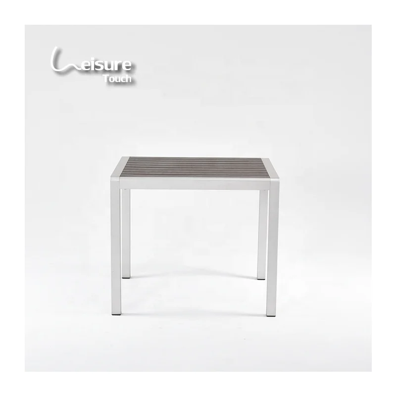 Party Furniture Weather-Resistant Aluminum Restaurant Tables With Plastic Wood Table