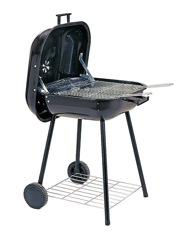 Recommend mobile portable Iron hamburger grill with Two Wheels Mini gas bbq grill for outdoor