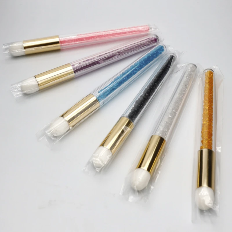 Green Blue Black Crystal Diamond Eyelash Extension Clean Brush Blugreen Glitter Bling Handle Makeup Brushes With Gemstone