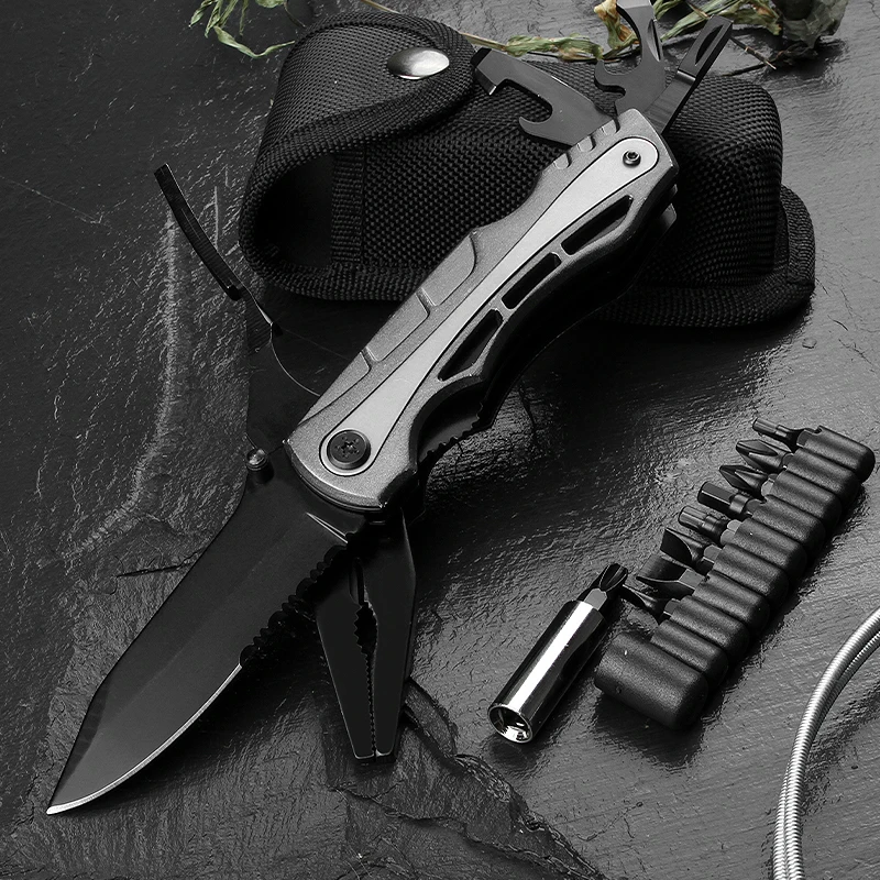 Stainless Steel 18 in 1 Multi Tool Knives Multitool Pocket Tactical Knife With Aluminum Handle for Camping