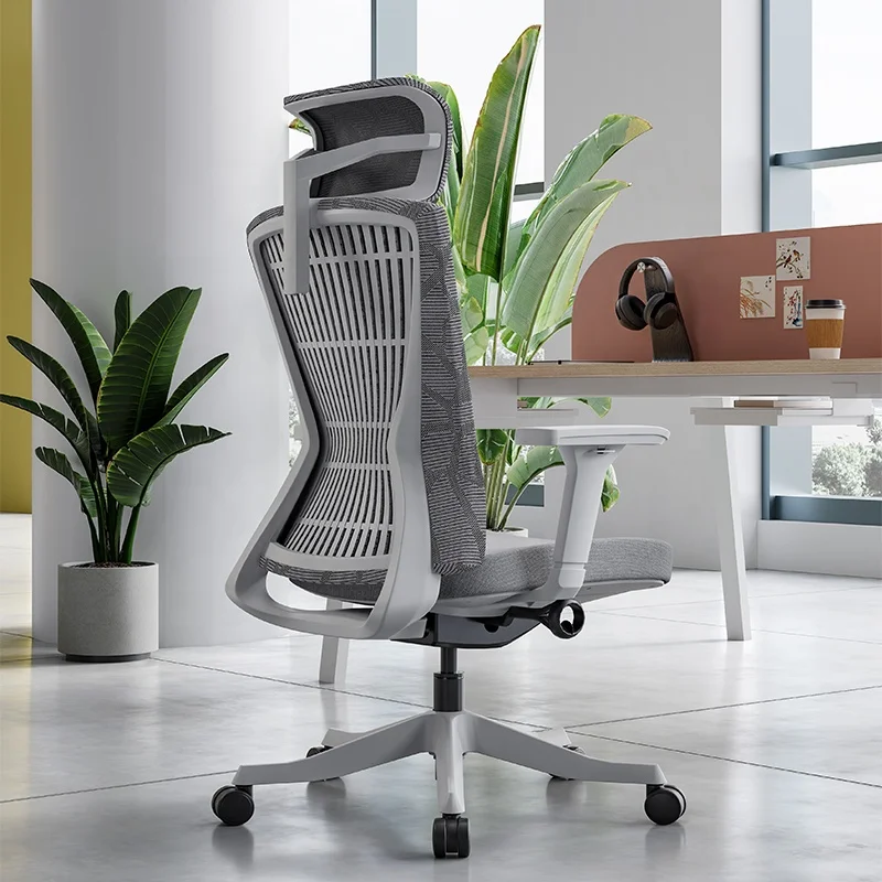 Ergohuman Modern Design Ergonomic Office Chair Full Mesh with Swivel Wire Control White Shell Grey Mesh Executive Home Use