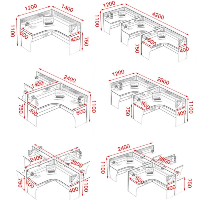 Wholesale Modern Design Single Person Office Computer Workstation Desks Table for Office Furniture Include Locker and Chair