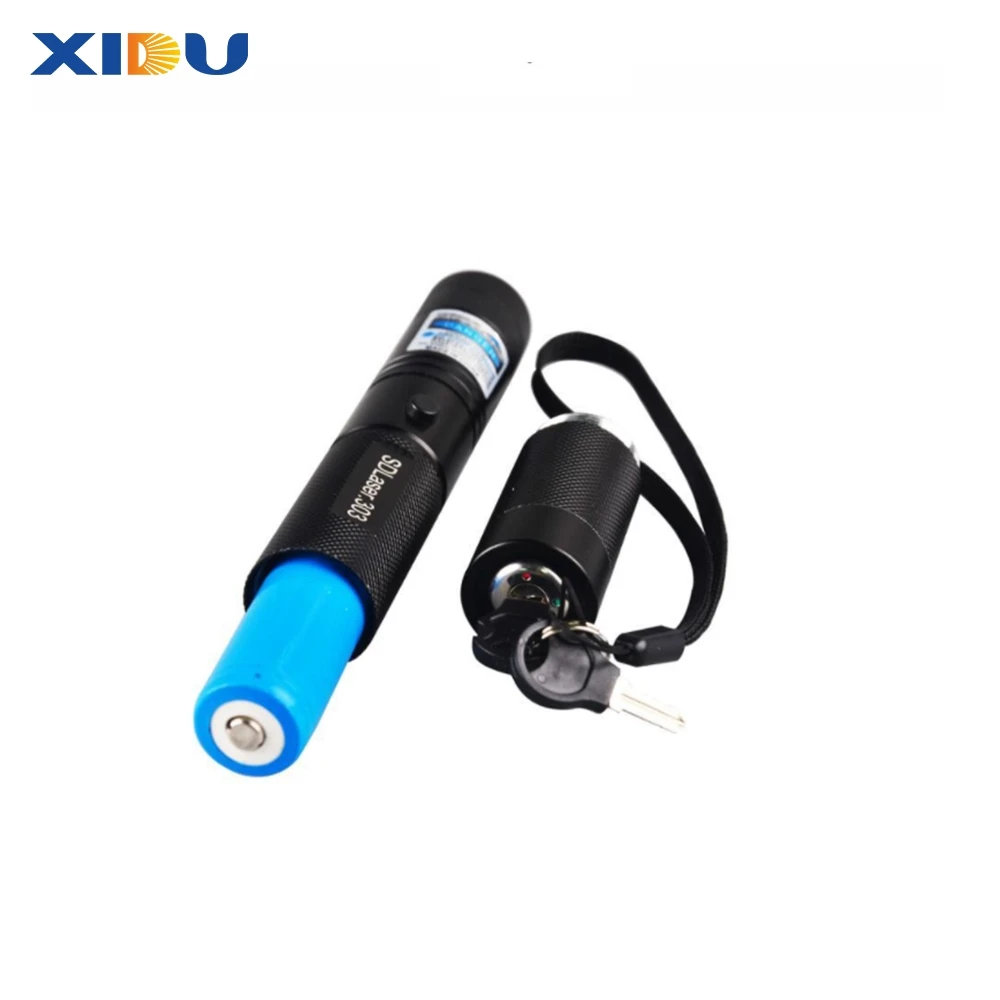 XIDU Rechargeable Green Laser Light 18650 Battery USB High Power Burning Laser Flashlight Strong Pointer Pen 303