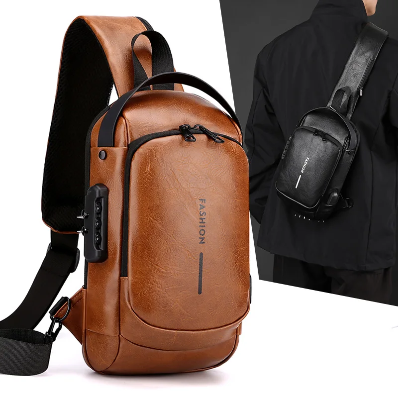 2024 bolsa hombre new fashion waterproof chest bag USB men Crossbody Sling Bag Men Crossbody Bag For Men