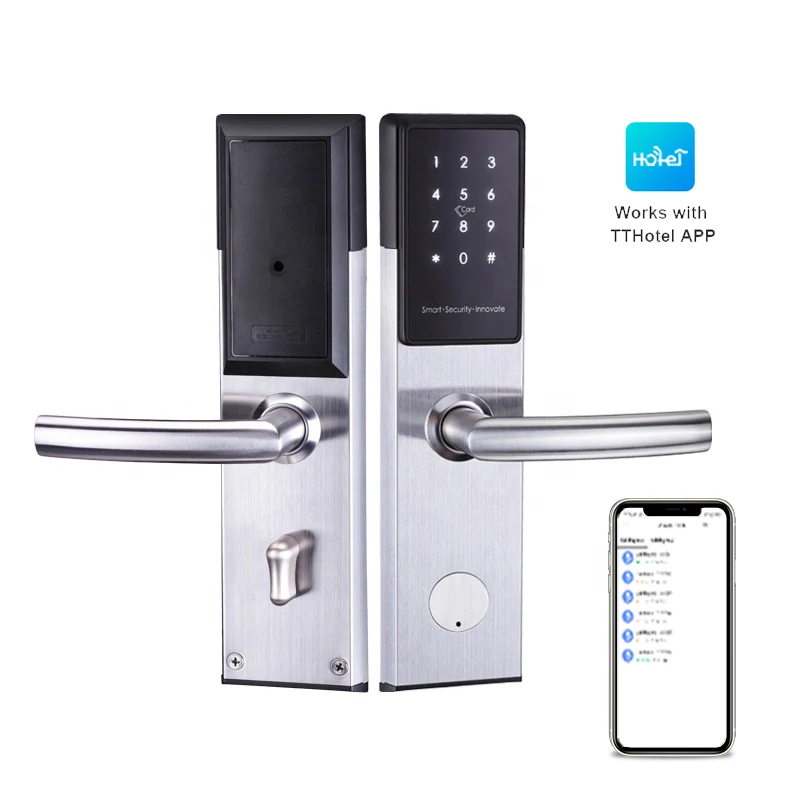 Factory Price Stainless Steel Volume Production Blue tooth TTLock TTHotel Key Card Smart Door Lock For Home Hotel Apartment