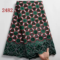 2482 Wholesale Nigerian Cotton Embroidery Fabrics African Swiss Voile Lace Fabric For Wedding Dress