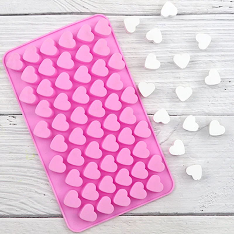 2024 Mini heart Shape 55 Cavity baking molds Silicone bakeware set for pet Chocolate Jello Gummy Candy silicone baking mold