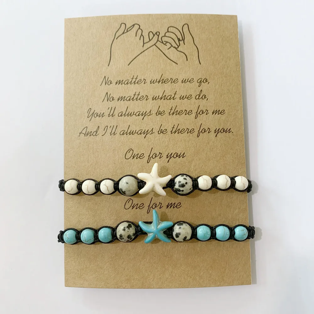 Hawaii Beach Sea Turtle Starfish Dolphin Fish Animal Bracelet Natural Turquoise Braided Friendship Bracelets