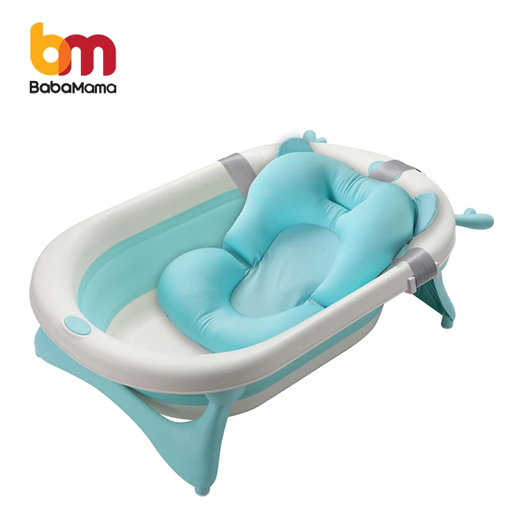Portable Collapsible Silicone Baby Foldable Tub Bathtub With Cushion