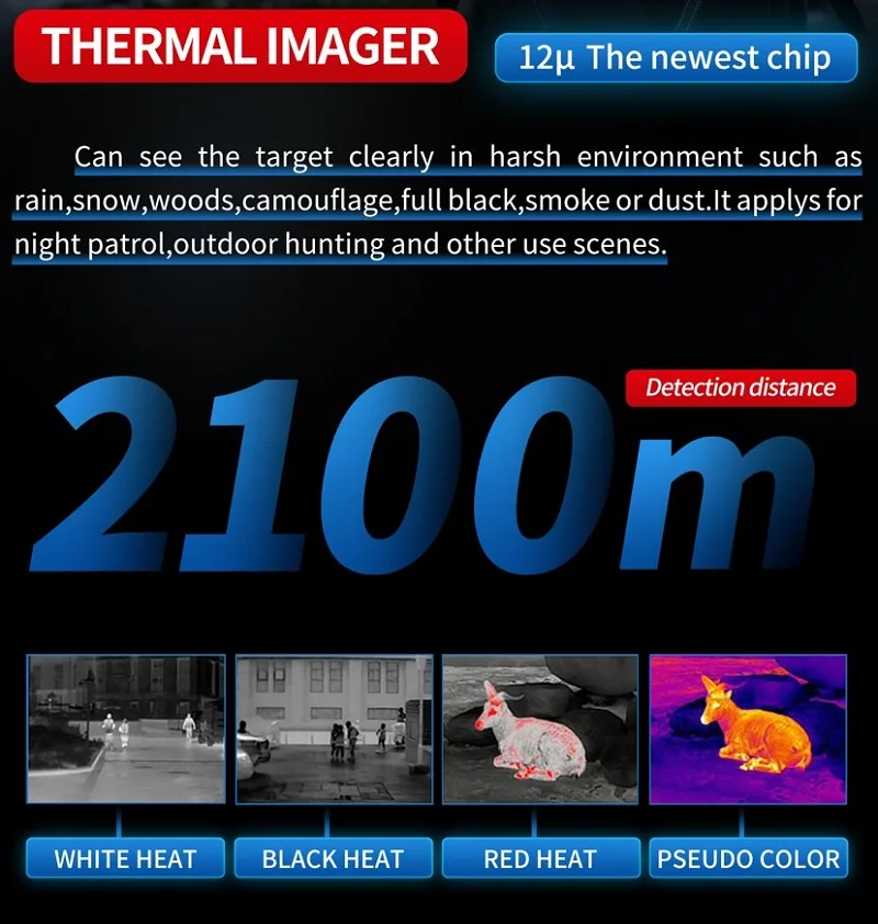 Новинка 12UM 50 мм 640x512 дальность обнаружения 2100 м прицел ночного видения охотничий прицел тепловизор прицел с дальномером