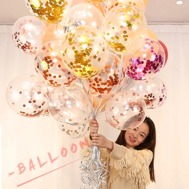 QAKGL Wedding decoration birthday party decoration 12 inch paper sequin balloon stuff golden bubble confetti balloon