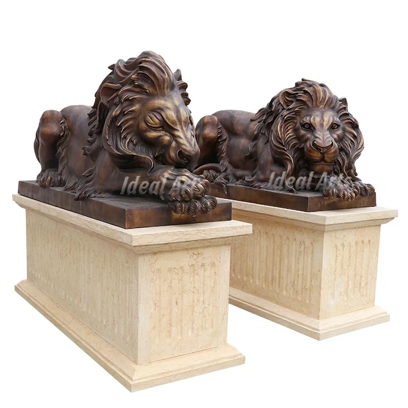 Outdoor Large Bronze Lying Lion Statue Sculpture for Sale