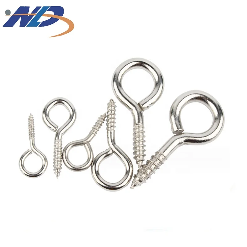 NLD Wholesale High Quality Carbon Steel Iron Silver Yellow Zinc Self Tapping Hook Pin Eye Screw