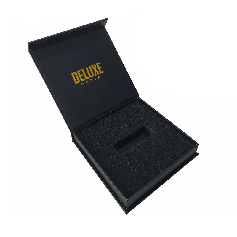 custom paper rigid usb flash drive wedding gift packaging box with foam insert